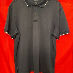 2 Men’s IZOD Size Large Collared Short Sleeve Polo Shirts, 1 red and 1 black